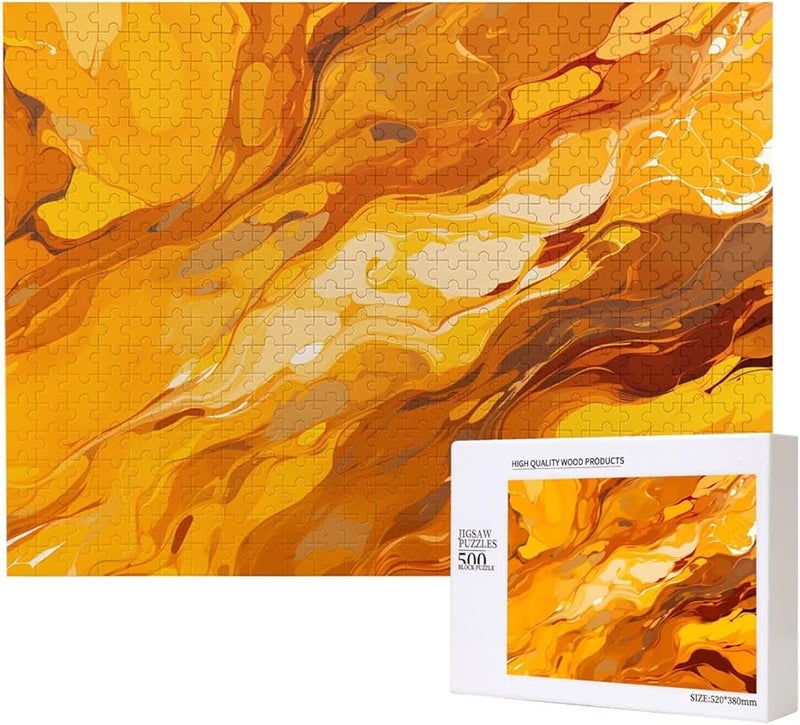 500 قطعة لغز اللون الأصفر للكبار ديكور المنزل هدية حفلة عيد الميلاد - Image 1