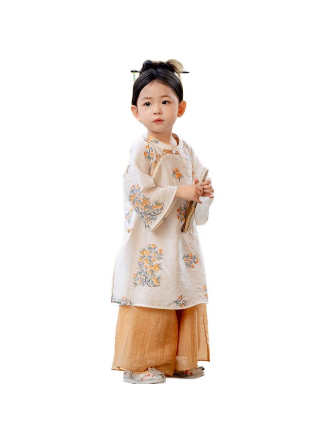 Cute Ruoli Girls' New Chinese Style Suit Oriental Luxury Parent-Child Huangguozi 120 - Image 1