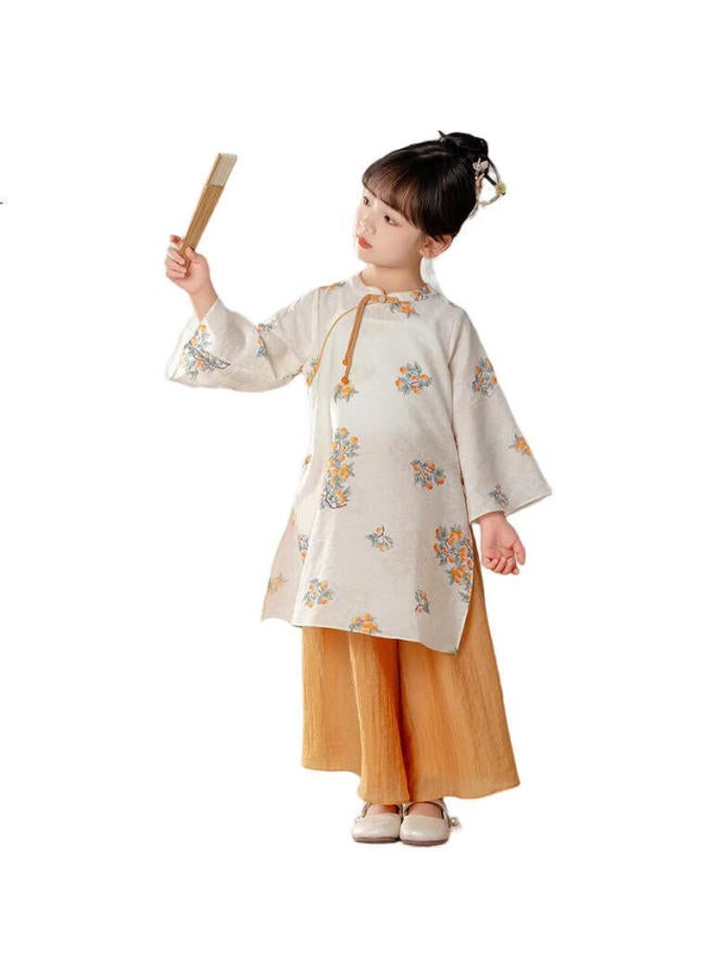 Cute Ruoli Girls' New Chinese Style Suit Oriental Luxury Parent-Child Huangguozi 120 - Image 3