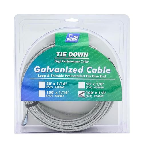 Tie Down 50069 Engineering 50069, Galvanized Cable, Swagged Loop and Thimble, 1/8 Inch, 100 Foot Roll, Pack - Image 5