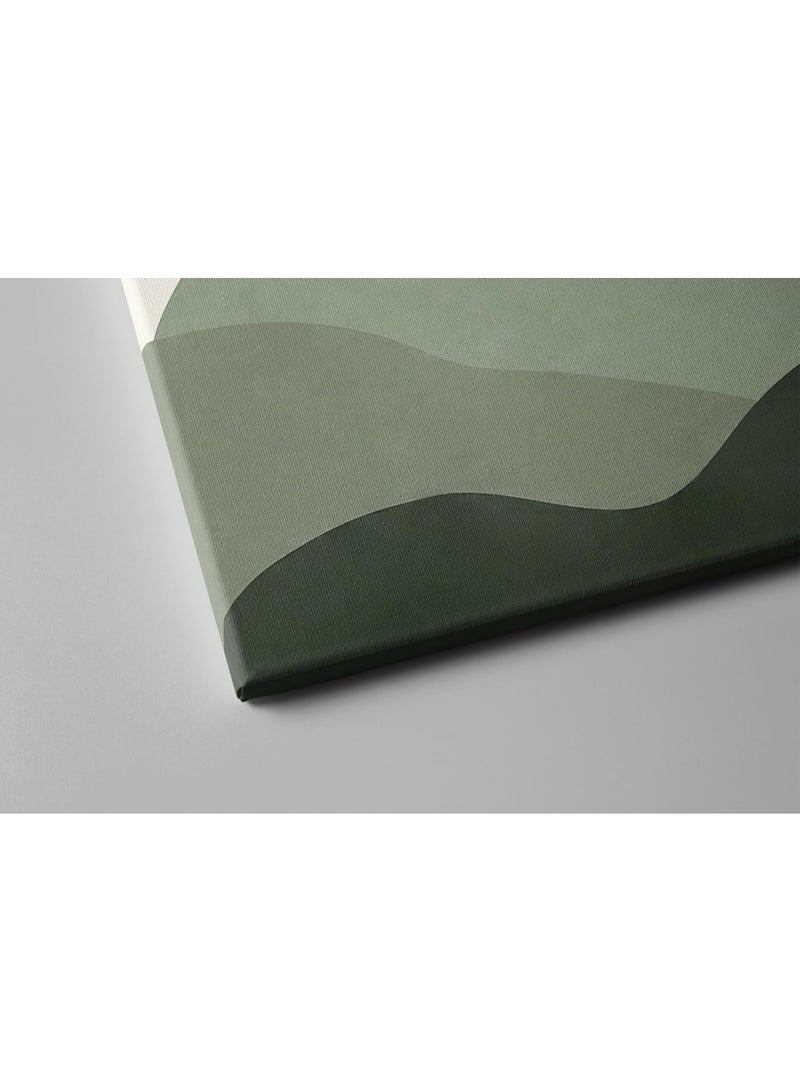 يوڠام مجموعة من 3 لوحات حائط بوهيمية خضراء، مطبوعات قماشية مؤطرة بتصاميم أوراق شجر وشمس وجبال مع خطوط هندسية تجريدية، ديكور عصري من منتصف القرن وبوهيمية نوردية لغرفة المعيشة - Image 5