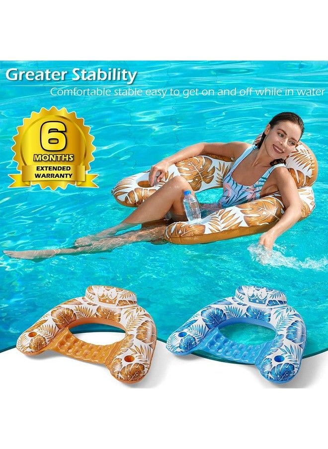 Jasonwell - Inflatable Pool Float Chair 2 Pack Floating Pool Chair Lounge Floats For Swimming Pool Water Chair Pool Lounger With Cup Holder Pool Toy Party Floaties For Adults - Image 1