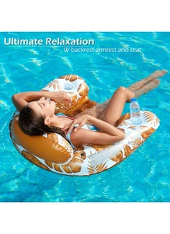 Jasonwell Inflatable Pool Float Chair 2 Pack Floating Pool Chair Lounge Floats For Swimming Pool Water Chair Pool Lounger With Cup Holder Pool Toy Party Floaties For Adults  - Image 3
