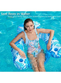 Jasonwell Inflatable Pool Float Chair 2 Pack Floating Pool Chair Lounge Floats For Swimming Pool Water Chair Pool Lounger With Cup Holder Pool Toy Party Floaties For Adults  - Image 4