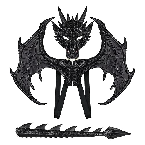 Himine Dragon Wings Props Cosplay Wing With Tail Mask Black - Image 1
