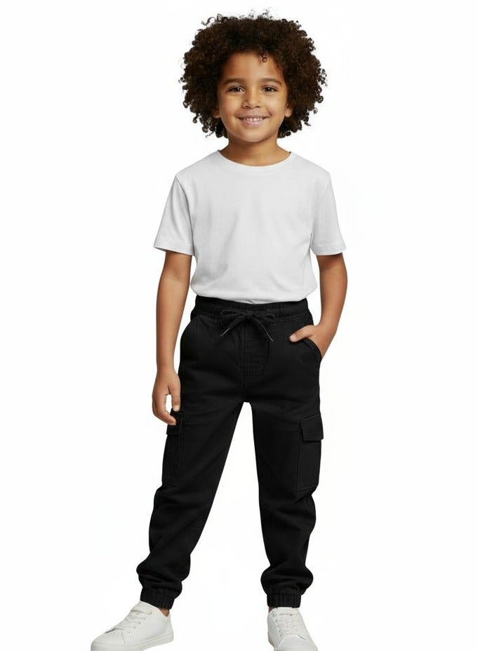 بيبي كو بنطلون أسود كارجو بخصر أستك للأولاد - Image 1