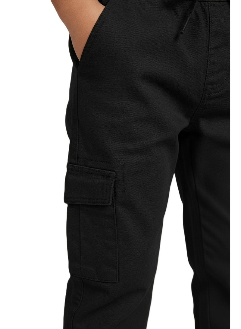 بيبي كو بنطلون أسود كارجو بخصر أستك للأولاد - Image 2