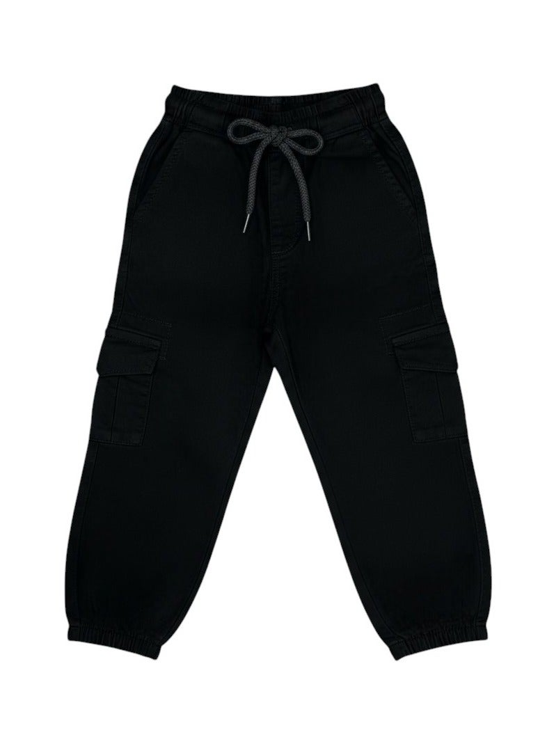 بيبي كو بنطلون أسود كارجو بخصر أستك للأولاد - Image 3
