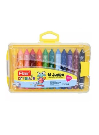 FLAIR Creative Series 12 Shades Jumbo Triangular Wax Crayons Box Pack Easily Washable Smooth Bright Crayons Triangular Shape for Easy Grip NonToxic Safe for Childrens Pack of 2 - pzsku/Z0C60778F089F194BF30CZ/45/1748243739/56168c23-af37-4741-a55d-9f42970dd477