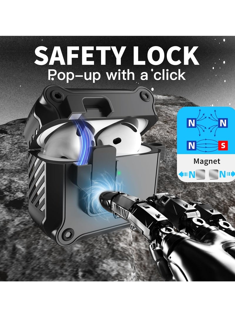 Airpods 4 Case Cover for Women Men with Cleaning Kit, Automatic Security Locking Case for Airpods 4th Generation 2024 Front LED Visible Black - Image 2