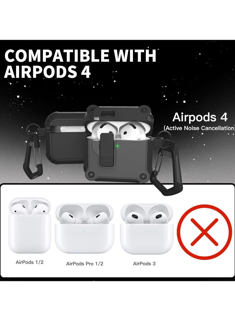 Airpods 4 Case Cover for Women Men with Cleaning Kit, Automatic Security Locking Case for Airpods 4th Generation 2024 Front LED Visible Black - Image 5