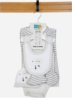 Babies Basic Pack of 7 - Cotton Bodysuit, Top, Pants, Bib, Socks, Mitten and Cap  - Image 4
