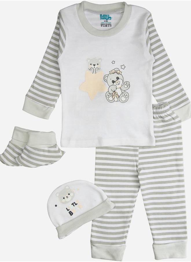 Babies Basic Pack of 7 - Cotton Bodysuit, Top, Pants, Bib, Socks, Mitten and Cap  - Image 2