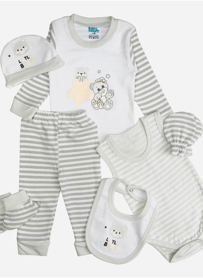 Babies Basic Pack of 7 - Cotton Bodysuit, Top, Pants, Bib, Socks, Mitten and Cap  - Image 1