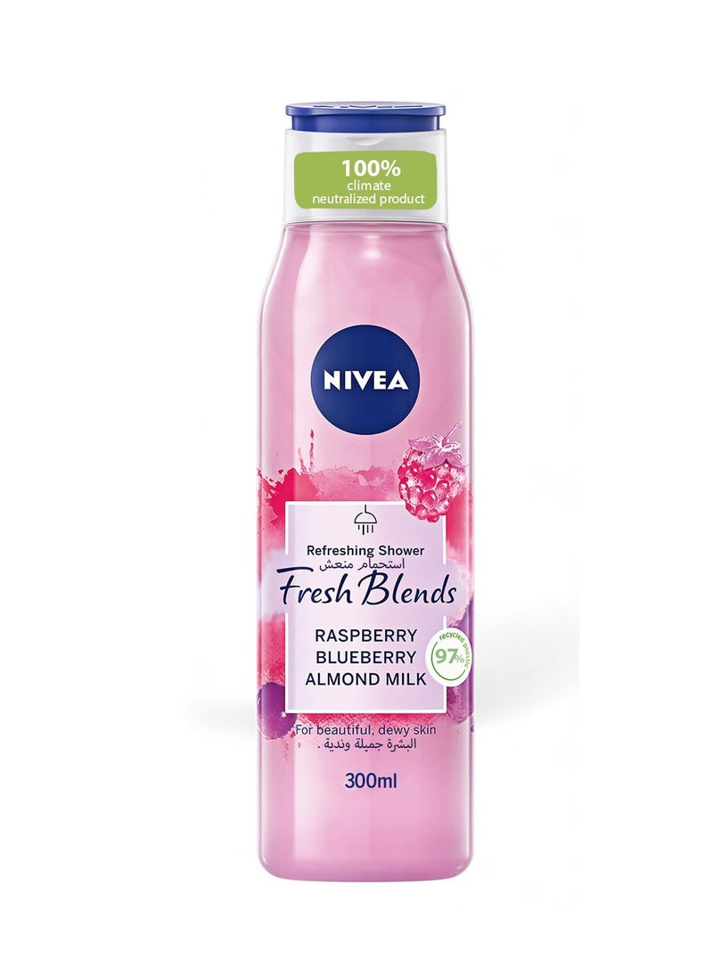 Nivea Refreshing Shower Fresh Blends Raspberry Blueberry Almond Milk 300ml  - Image 1