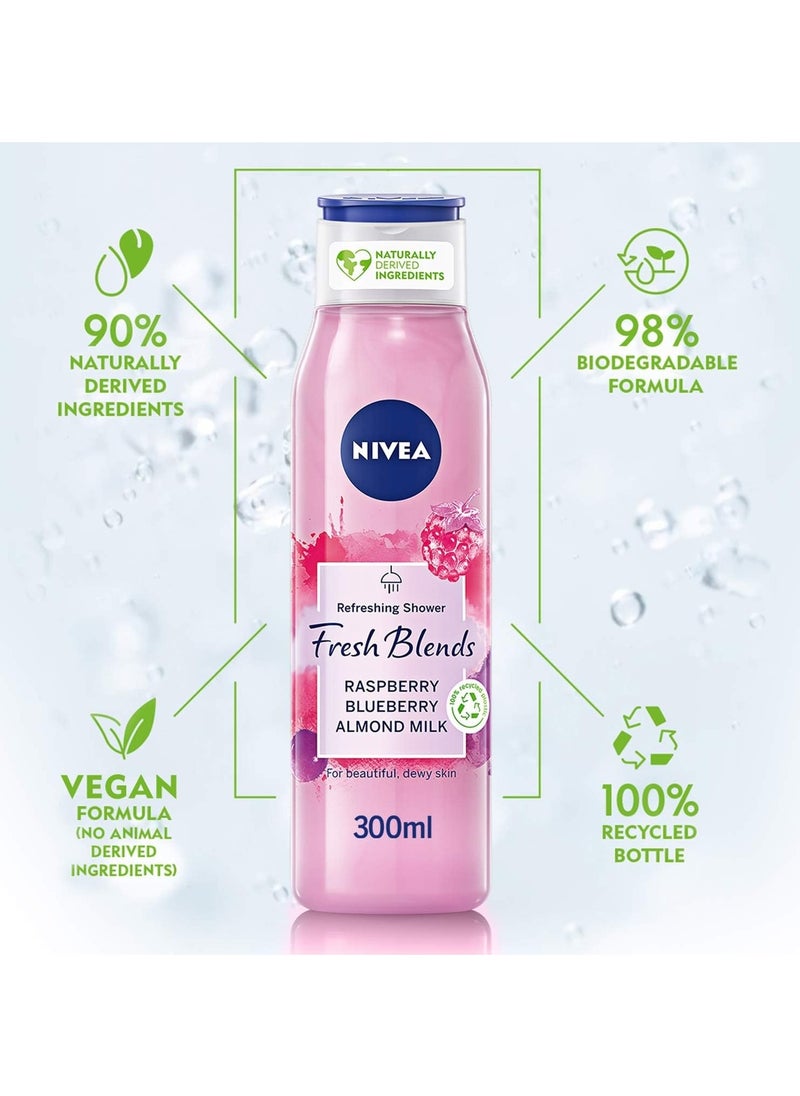 Nivea Refreshing Shower Fresh Blends Raspberry Blueberry Almond Milk 300ml  - Image 3