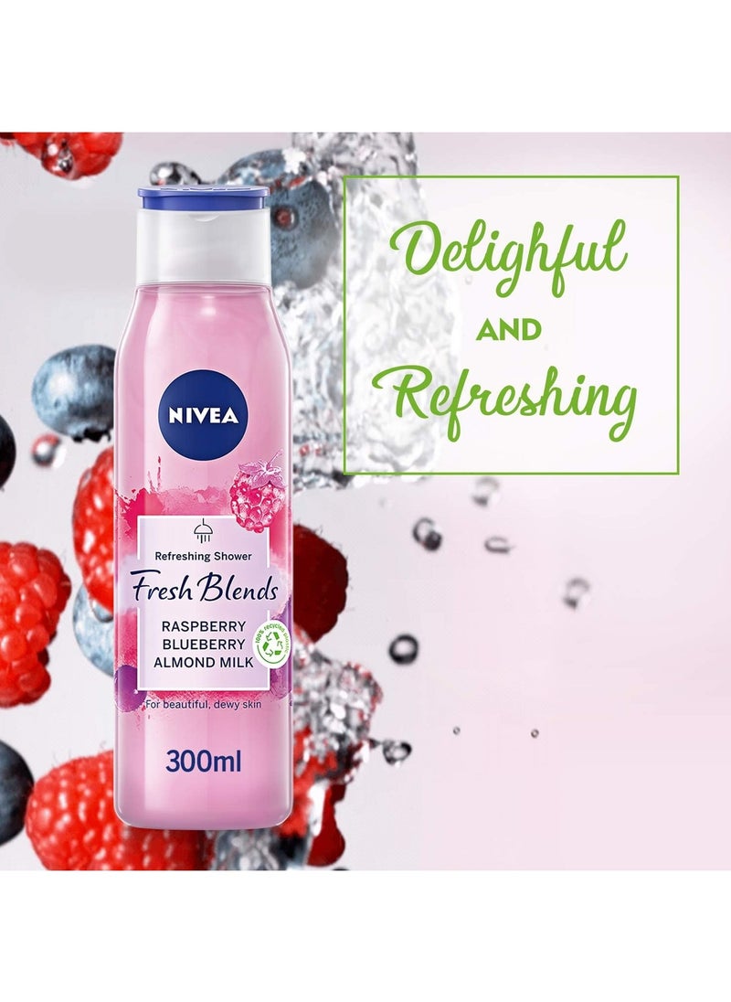 Nivea Refreshing Shower Fresh Blends Raspberry Blueberry Almond Milk 300ml  - Image 4