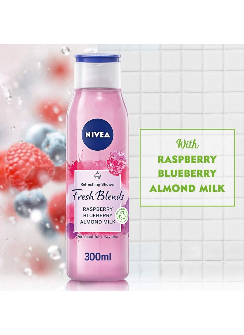 Nivea Refreshing Shower Fresh Blends Raspberry Blueberry Almond Milk 300ml  - Image 2