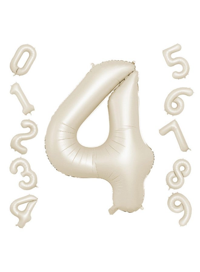 Biapian بالون رقم 4 كريمي 40 بوصة، بالونات عيد الميلاد الرابع الكبيرة باللون البيج، بالون فويل عملاق 4 كريمي أبيض باللون الرقمي 4 هليوم لزينة عيد الميلاد الرابع للأولاد والبنات، مستلزمات حفلات عيد الميلاد الرابع وحفلات استقبال المواليد - Image 1
