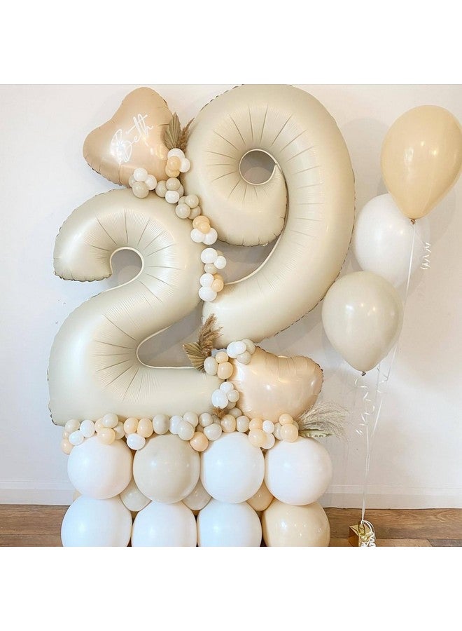 Biapian بالون رقم 4 كريمي 40 بوصة، بالونات عيد الميلاد الرابع الكبيرة باللون البيج، بالون فويل عملاق 4 كريمي أبيض باللون الرقمي 4 هليوم لزينة عيد الميلاد الرابع للأولاد والبنات، مستلزمات حفلات عيد الميلاد الرابع وحفلات استقبال المواليد - Image 5