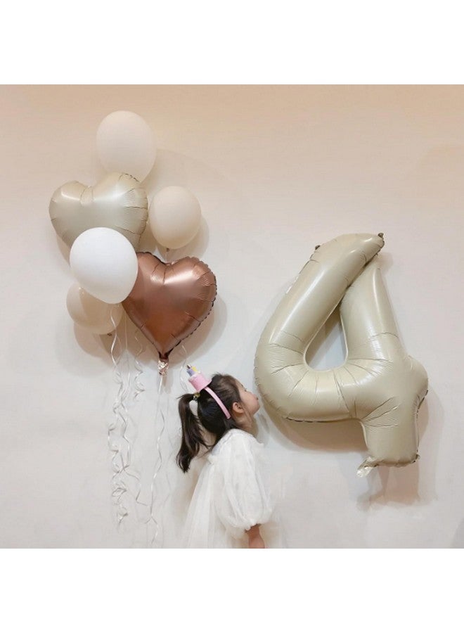 Biapian بالون رقم 4 كريمي 40 بوصة، بالونات عيد الميلاد الرابع الكبيرة باللون البيج، بالون فويل عملاق 4 كريمي أبيض باللون الرقمي 4 هليوم لزينة عيد الميلاد الرابع للأولاد والبنات، مستلزمات حفلات عيد الميلاد الرابع وحفلات استقبال المواليد - Image 4