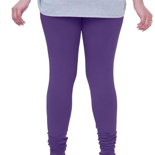 Ukal Ultra Soft Churidar Cotton Lycra Mid Rise Relaxed Leggings For Women's and Girl's (X-Large, Purple) - Image 3
