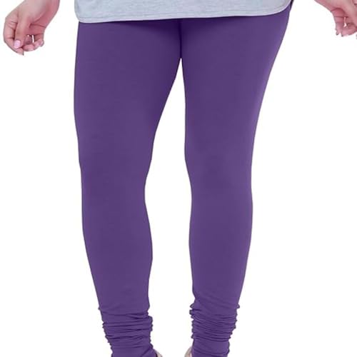 Ukal Ultra Soft Churidar Cotton Lycra Mid Rise Relaxed Leggings For Women's and Girl's (X-Large, Purple) - Image 2