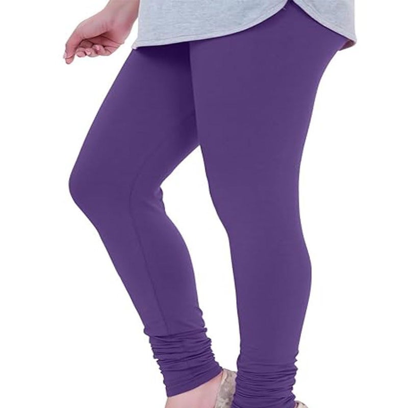 Ukal Ultra Soft Churidar Cotton Lycra Mid Rise Relaxed Leggings For Women's and Girl's (X-Large, Purple) - Image 5