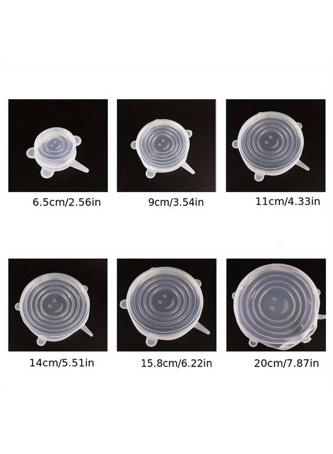 White Silicone Food Storage Lids 6 Sizes Reusable Dishwasher Refrigerator Safe - Image 4