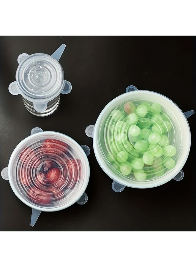 White Silicone Food Storage Lids 6 Sizes Reusable Dishwasher Refrigerator Safe - Image 5