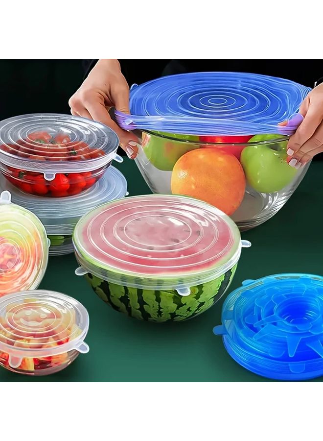 White Silicone Food Storage Lids 6 Sizes Reusable Dishwasher Refrigerator Safe - Image 2