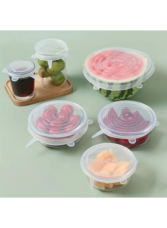 White Silicone Food Storage Lids 6 Sizes Reusable Dishwasher Refrigerator Safe - Image 3
