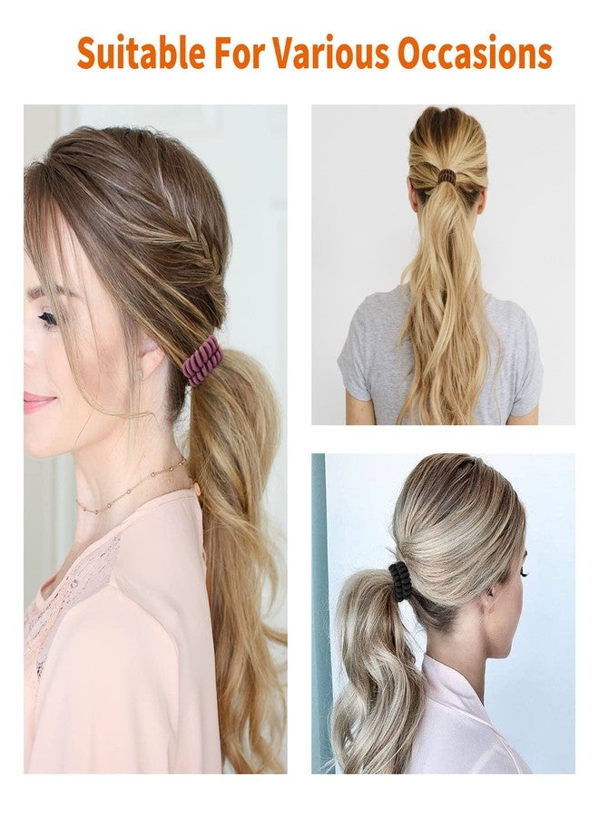 QIUTIMIY Spiral Hair Ties (Cloth Coffee, 12 Pcs), Coil Ponytail Holder for Thick Hair, No Crease Phone Cord Ties for All Hair Types with Plastic Spiral - Image 3