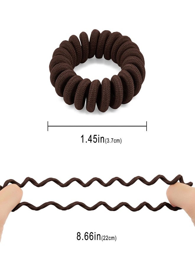 QIUTIMIY Spiral Hair Ties (Cloth Coffee, 12 Pcs), Coil Ponytail Holder for Thick Hair, No Crease Phone Cord Ties for All Hair Types with Plastic Spiral - Image 2