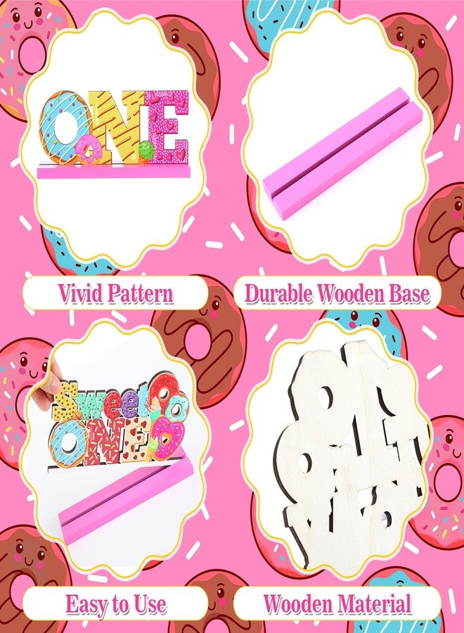 TagreSpike 4Pcs Donut Sweet One Wooden Table Centerpieces Donut Themed Happy 1st Birthday Table Sign Party Supplies for 1 Year Old Baby Shower Boys Girls Birthday Party Supplies Decor Photo Props Kids - Image 4