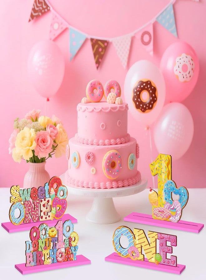 TagreSpike 4Pcs Donut Sweet One Wooden Table Centerpieces Donut Themed Happy 1st Birthday Table Sign Party Supplies for 1 Year Old Baby Shower Boys Girls Birthday Party Supplies Decor Photo Props Kids - Image 5