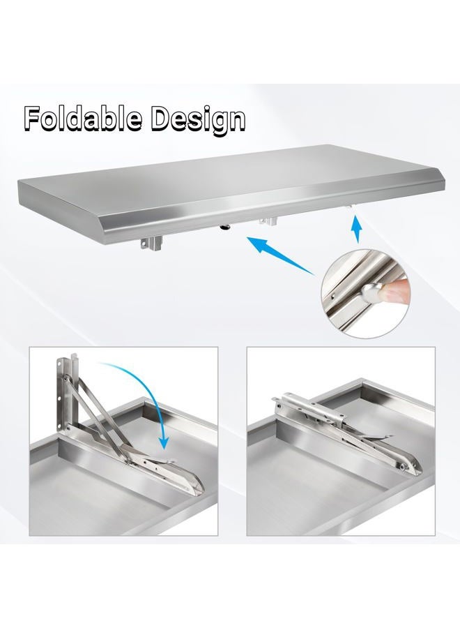 Toriexon Concession Shelf 24” x 18”, Drop Down Concession Serving Window, Stainless Steel Folding Shelf Serving Food Shelf for Windows - Image 2