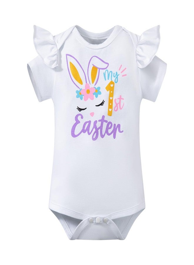 Okbebe Baby Girl My 1st Easter Outfits 3Pcs Infant My First Easter Bunny Pants Set (White,6-12M) - Image 2