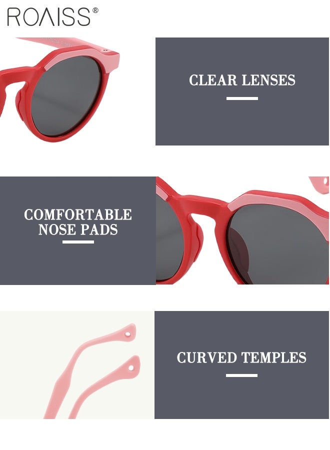 roaiss Round Polarized Sunglasses for Kids, UV400 Protection Outdoor Sports, Seaside Holiday Sun Glasses with Lightweight Flexible TPEE Frame for Boys Girls and Children Age 3-12, Red Pink - Image 4
