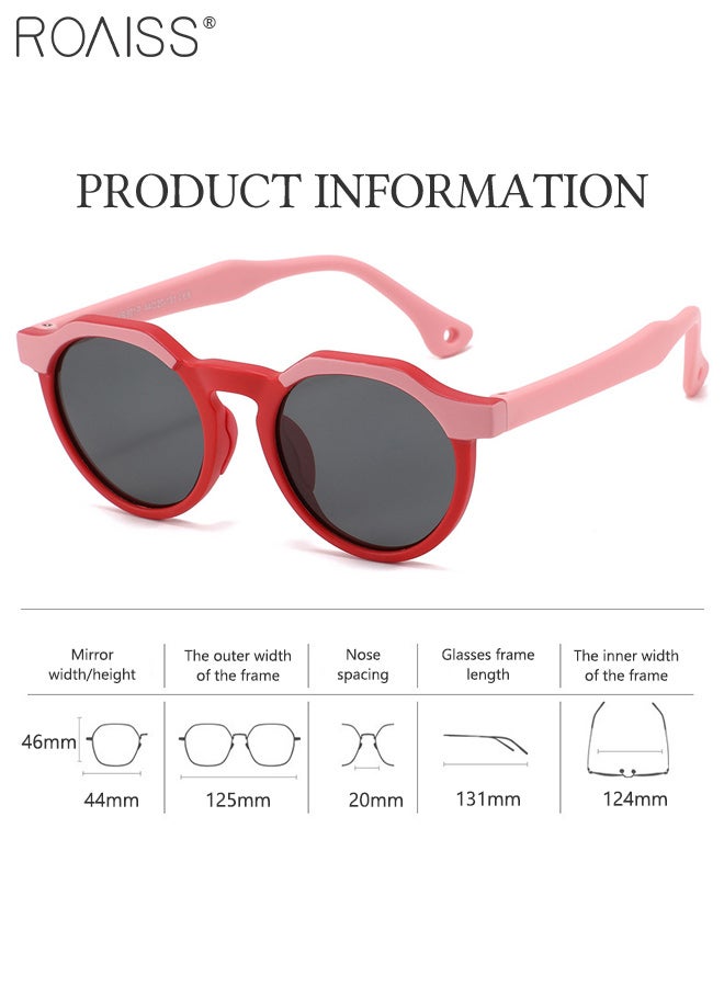 roaiss Round Polarized Sunglasses for Kids, UV400 Protection Outdoor Sports, Seaside Holiday Sun Glasses with Lightweight Flexible TPEE Frame for Boys Girls and Children Age 3-12, Red Pink - Image 3