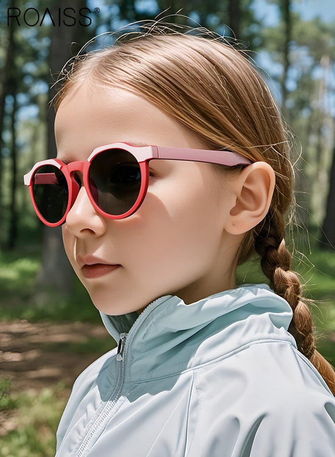 roaiss Round Polarized Sunglasses for Kids, UV400 Protection Outdoor Sports, Seaside Holiday Sun Glasses with Lightweight Flexible TPEE Frame for Boys Girls and Children Age 3-12, Red Pink - Image 2