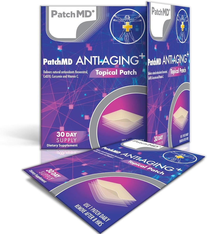 PatchMD AntiAging Plus 30 Daily Topical Patches 100 Natural Allergy Filler Free High Absorption More bioavailable Suitable for Sensitive stomachs bariatric - Image 1