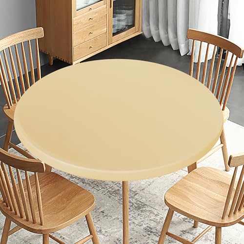 Obstal Fitted Round Table Cloth Reversible Waterproof Stain Resistant Elastic Stretch Tablecloth Wipe Clean Table Cover for OutdoorIndoor Use Fits Round Tables up to 30 36 Diameter Champgane - Image 1