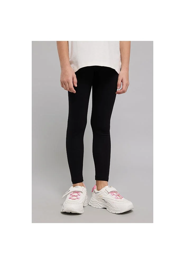 R&b Solid Leggings with Elastic Waist