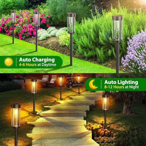 Fox & Fern New Imported Outdoor Solar Pathway Lights (Pack of 2) Bright Warm White Garden Lights Outside, Landscape Lights, Walkway,Path, Yard, Patio GAXLTD267 - Image 3