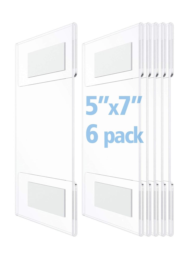 Slasa SLASA Acrylic Sign Holder 5x7 – Wall Mount Frame with 3M Adhesive Tape, Clear Plastic Poster Holder for Door, Office, Store (Pack of 6) - Image 1