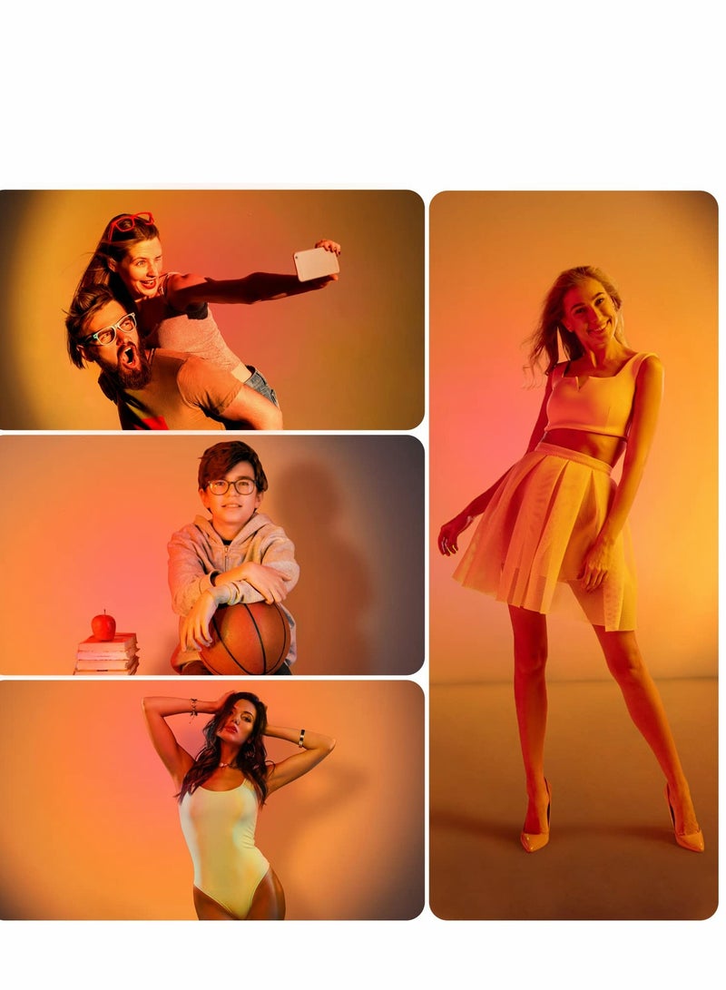 Excefore مصباح شروق الشمس، قابل للتعتيم 180° دوران، ضوء الليل الرومانسي الدافئ مع النجوم والقمر لغرفة المعيشة وغرفة النوم، ديكور خلفية، تصوير فيديو، بث مباشر (أبيض، قمر) - Image 4