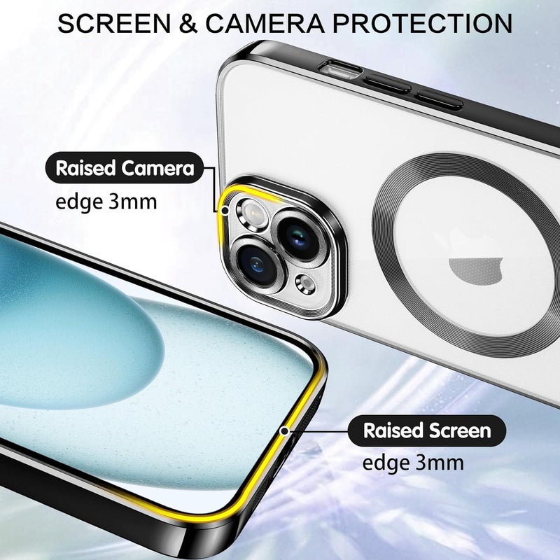 VONZEE Electroplated TPU Case for iPhone 15, 6.1 Inch, Full Coverage, Compatible with Magsafe, Black - Image 4