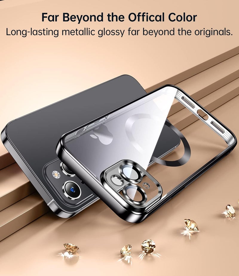 VONZEE Electroplated TPU Case for iPhone 15, 6.1 Inch, Full Coverage, Compatible with Magsafe, Black - Image 5