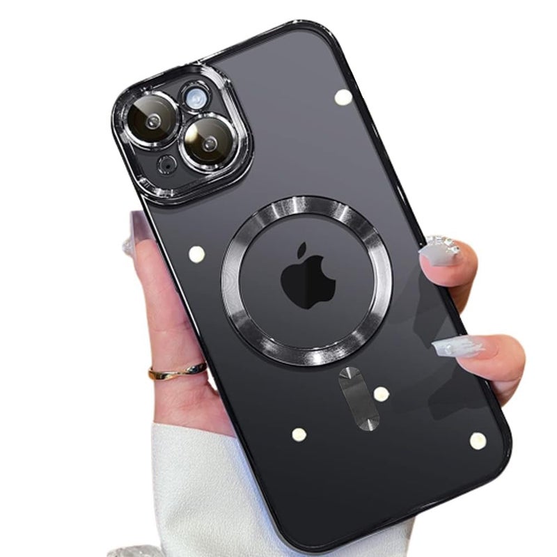 VONZEE Electroplated TPU Case for iPhone 15, 6.1 Inch, Full Coverage, Compatible with Magsafe, Black - Image 1